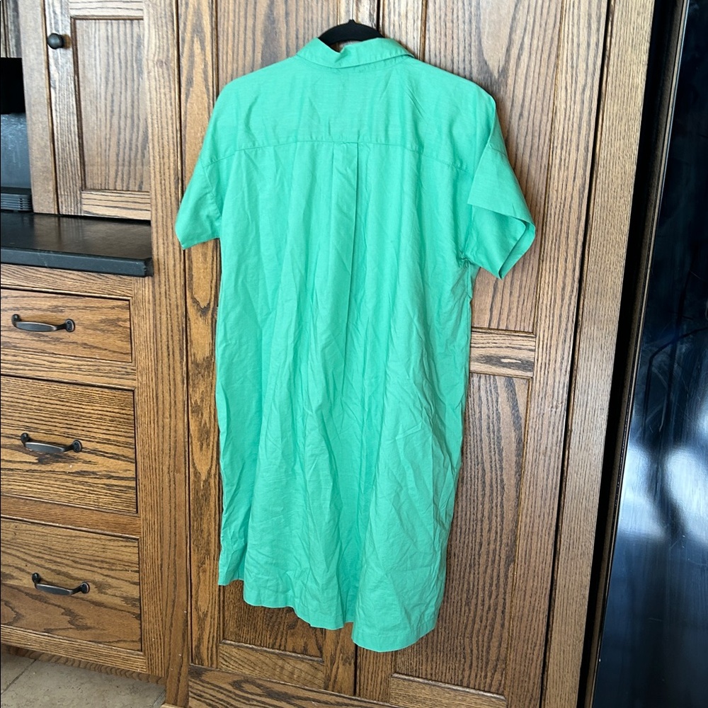 Loft Cotton Button Down shirt dress Showgirl Mint Sea Green casual coastal Small - Picture 5 of 5